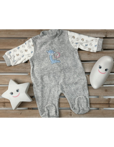 Pijama largo terciopelo lunar bebé niño 