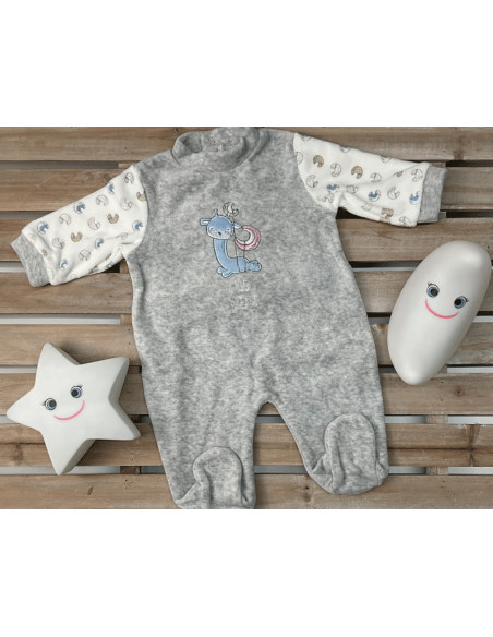 Pijama largo terciopelo lunar bebé niño 