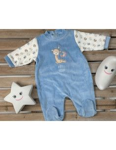 Pijama largo terciopelo lunar bebé niño  2