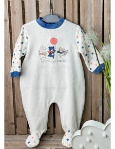 Pijama largo terciopelo animalitos bebé niño [product.brand] 1 - Ropa para Bebé | dyley | 