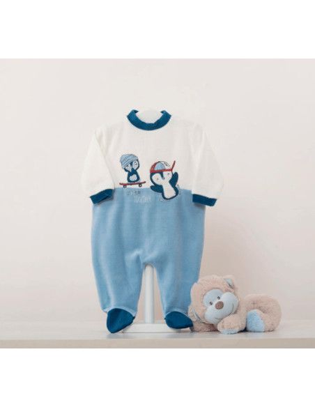 Pijama largo terciopelo pingüino bebé niño 
