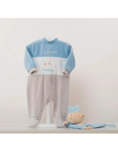 Pijama largo terciopelo rayas bebé niño 