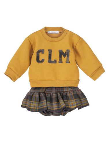 Conjunto 2 piezas falda con pololo para bebé niña 