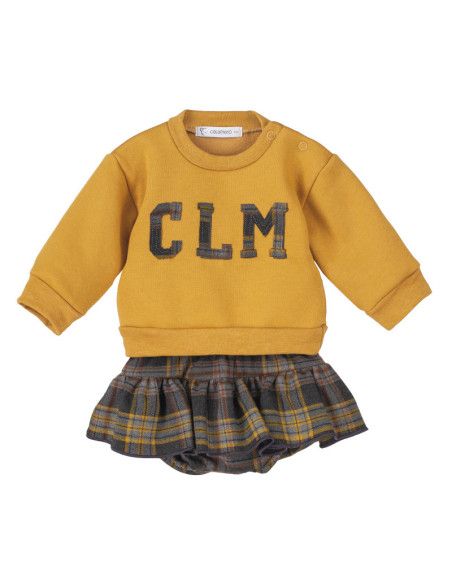 Conjunto 2 piezas falda con pololo para bebé niña 