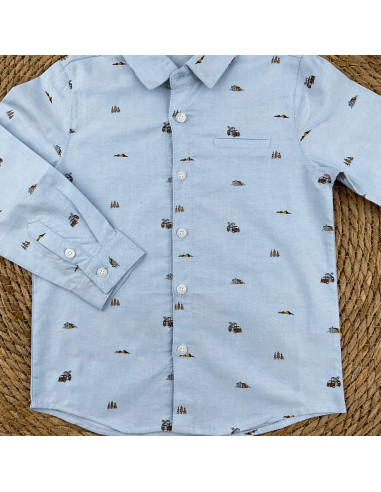 Camisa manga larga 2 colores niño 