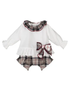 Conjunto pololo lazo cuadros bebé niña 