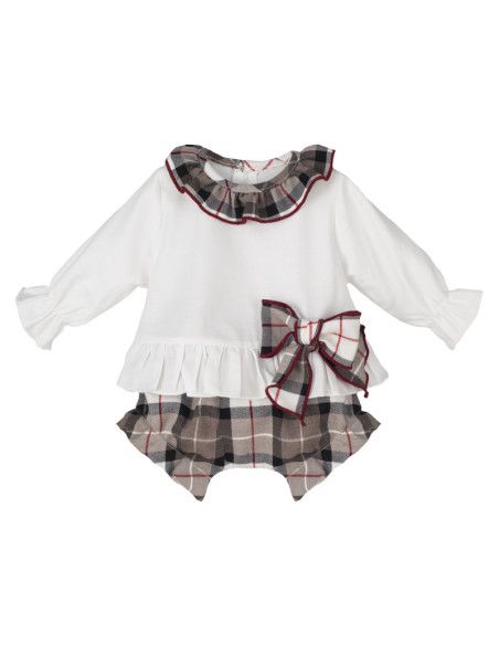 Conjunto pololo lazo cuadros bebé niña [product.brand] 1 - Ropa para Bebé | dyley | 