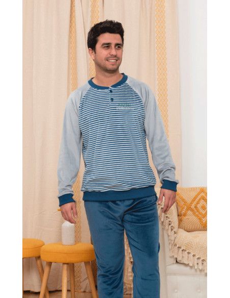 Pijama hombre terciopelo rayas 