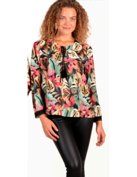 Blusa hojas mujer 