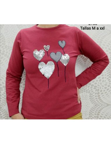 Camiseta corazones mujer 