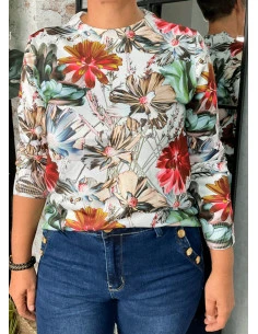 Suéter mujer flores 