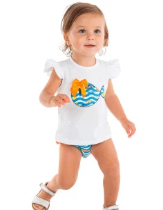 Conjunto baño peces de mar bebé niña 
