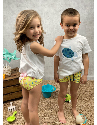 Conjunto baño tortuga bebé niña 