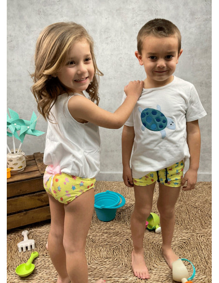 Conjunto baño tortuga bebé niña 
