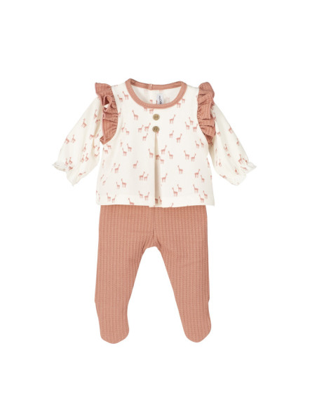 Conjunto polaina camiseta jirafas bebé 