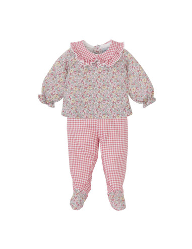 Conjunto polaina verano cuadros bebé 