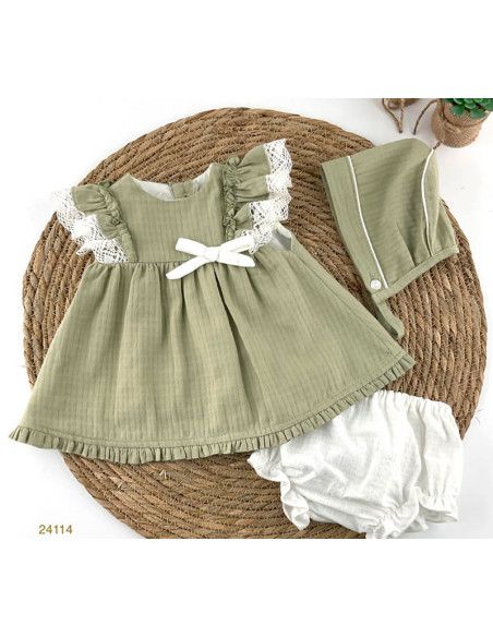 Vestido chambrita y braguita bebé niña 