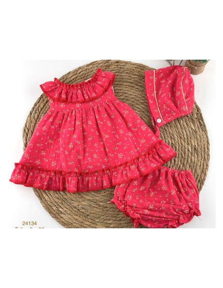 Vestido chambra y braguita bebé niña 