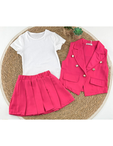 Conjunto 3 piezas con falda plisada niña 