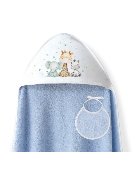 Capa de baño + babero jirafa elefante 