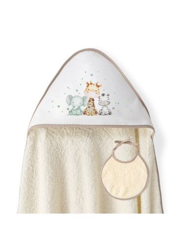 Capa de baño + babero jirafa elefante 
