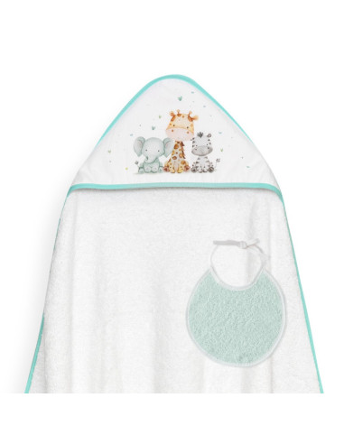 Capa de baño + babero jirafa elefante 
