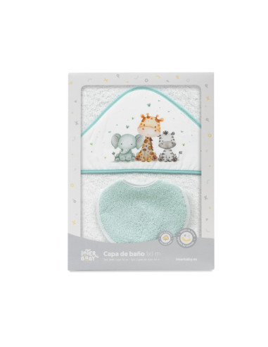 Capa de baño + babero jirafa elefante 