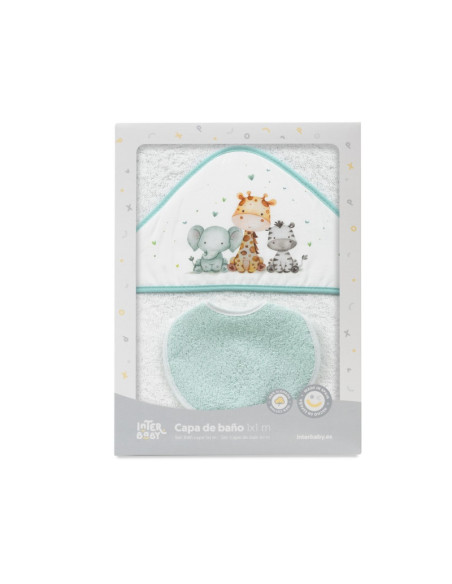 Capa de baño + babero jirafa elefante 