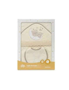Capa de baño + babero osito luna 
