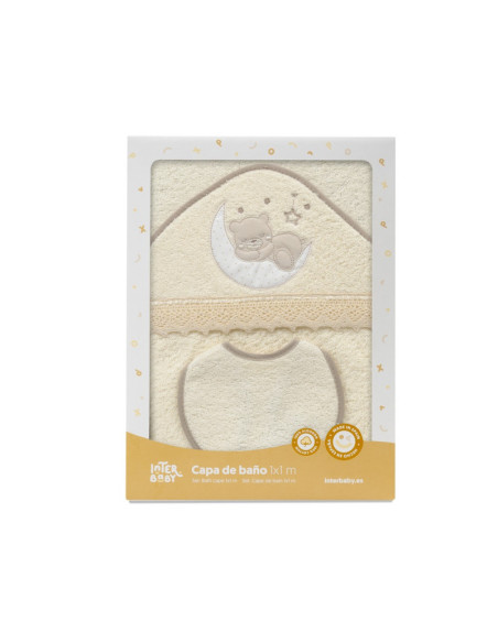 Capa de baño + babero osito luna 