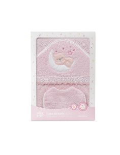 Capa de baño + babero osito luna  2