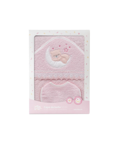 Capa de baño + babero osito luna 