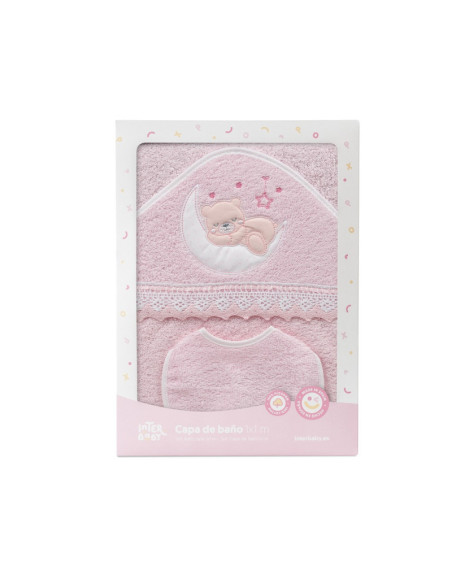 Capa de baño + babero osito luna 