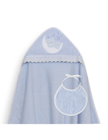 Capa de baño + babero osito luna 