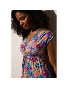 Vestido escote pico mujer 
