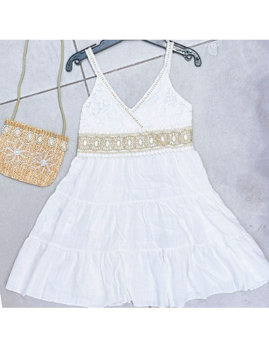 Vestido tirante con bolsito para niña 