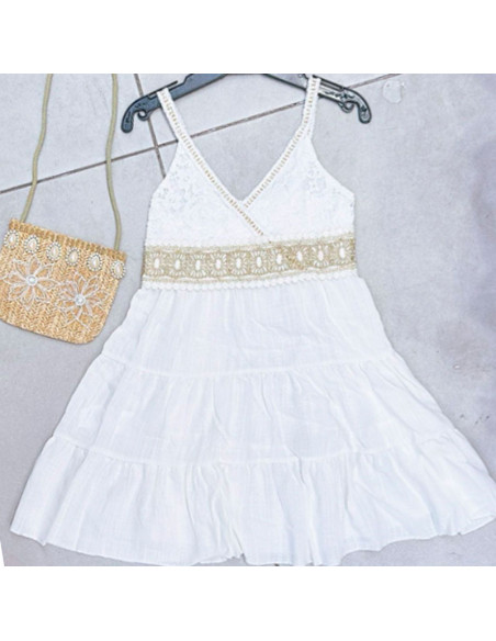 Vestido tirante con bolsito para niña 