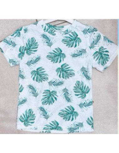 Camiseta manga corta hojas niño 