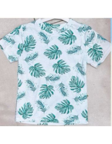 Camiseta manga corta hojas niño 