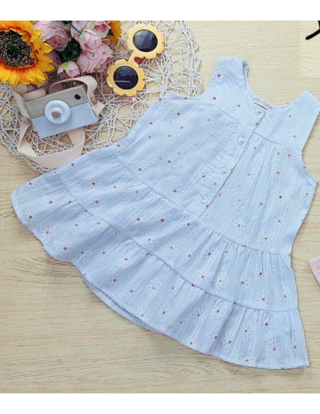 Vestido tirante blanco fluido bebé niña 