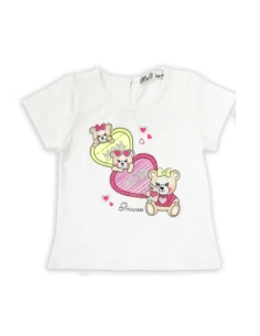 Camiseta manga corta corazones bebé niña 