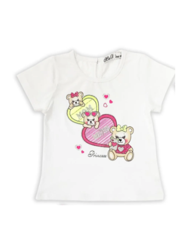 Camiseta manga corta corazones bebé niña 
