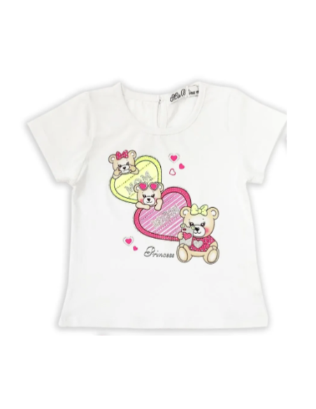 Camiseta manga corta corazones bebé niña 