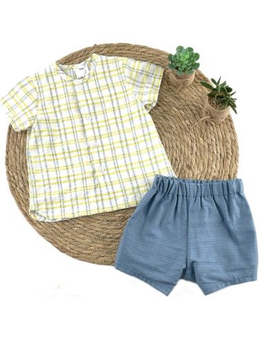Conjunto camisa manga corta y bermuda bebé niño 