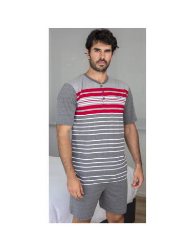 Pijama manga corta rayas hombre 