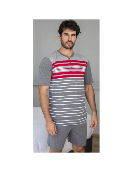 Pijama manga corta rayas hombre 