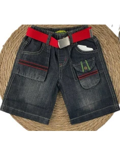 Bermuda tejano con cinturón infantil 