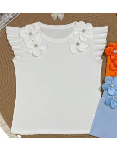Camiseta flores blanco mujer 