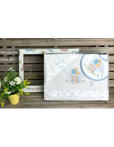 Tríptico mini cuna con babero 