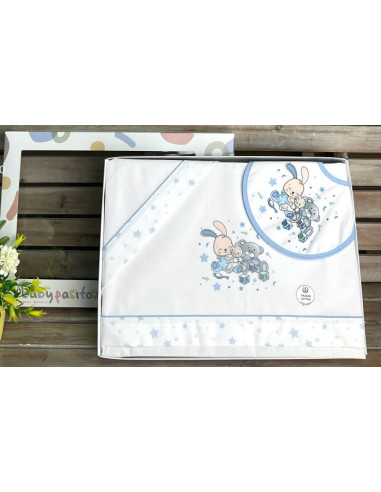 Tríptico mini cuna con babero 